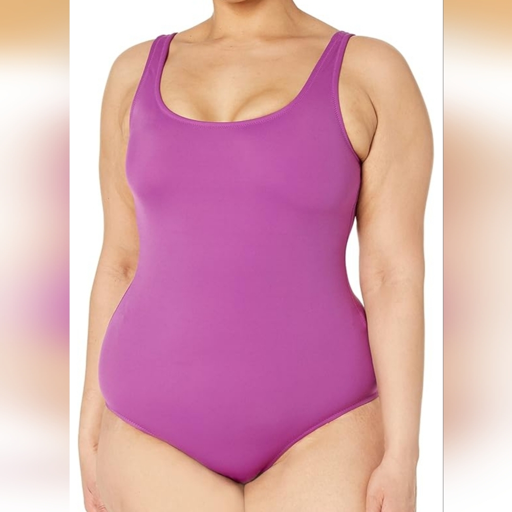 Amazon Essentials Women's Purple One Piece Swimsuit